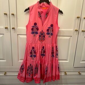 Oliphant Boca Pink short casual dress! Adorable print with pockets too!